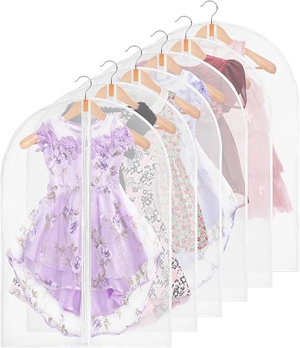 GoodtoU Bolsas de ropa para almacenamiento de ropa colgante, 6 paquetes de bolsas de traje para armario de 24 x 32 pulgadas, fundas de ropa que