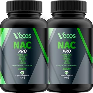 NAC N-Acetil L-Cisteína 600 mg con Ácido Alfa Lipoico, Zinc Bisglicinato y Selenio – Antioxidante Celular y Detox Hepático (180 Cápsulas (2 Bote))
