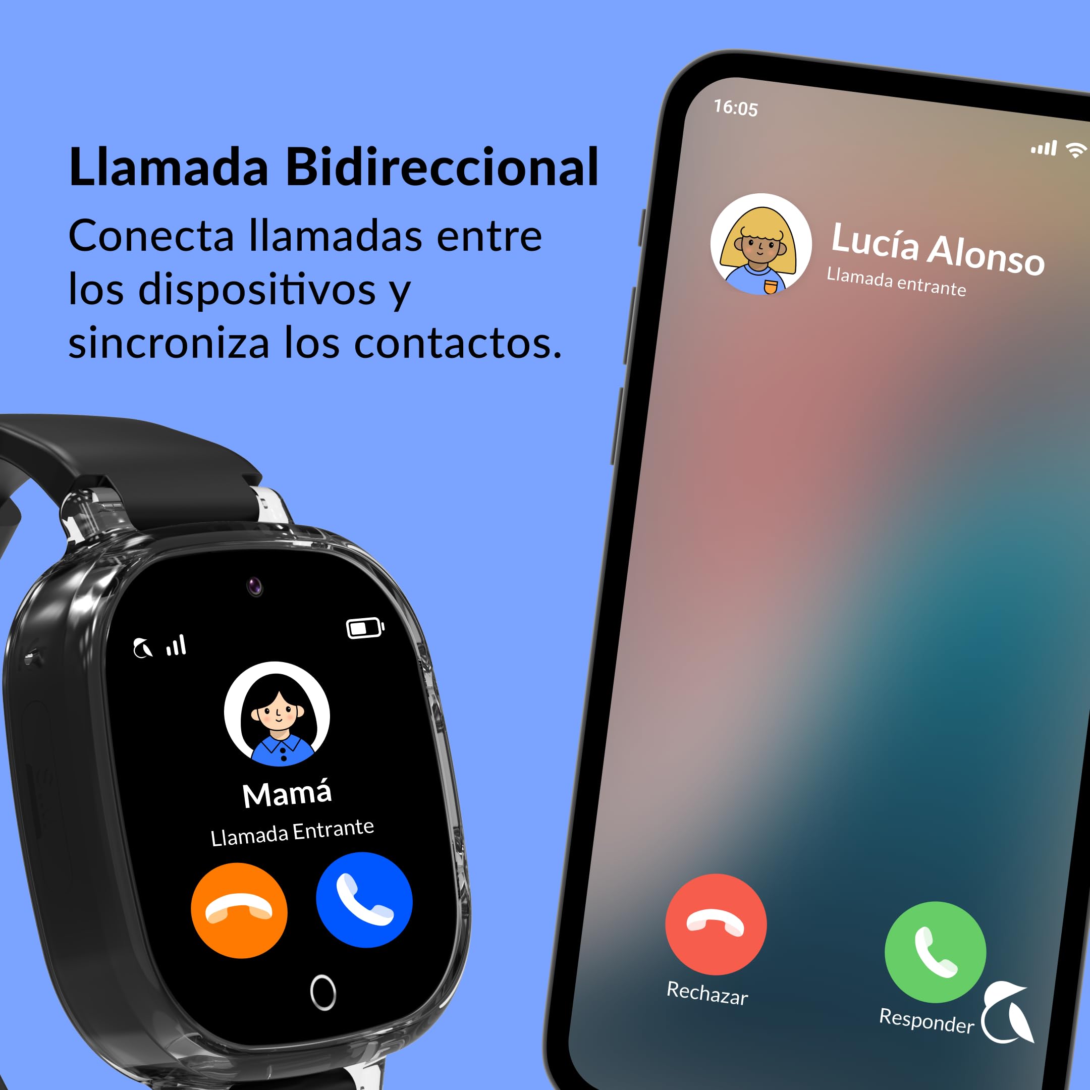 Robin K2 – Reloj Teléfono 4G GPS para Niños | Sin Juegos, Ni Redes Sociales, Ni Distracciones – Llamadas Seguras, Chat, SOS, Modo Clase, Linterna, Podómetro, App Familiar Robin (Sin SIM, Negro)
