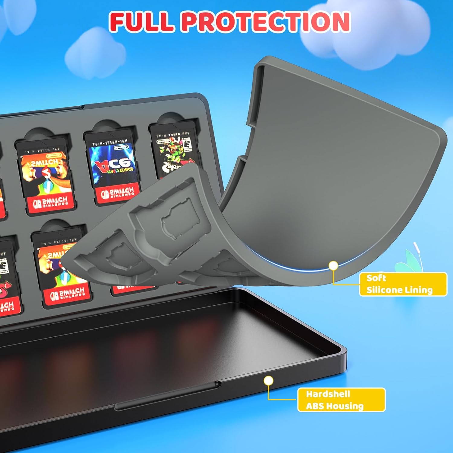 Switch Game Case for Nintendo Switch - Portable Cartridge with 12 Game & 12 Micro SD Card Slots, Switch Card Case- Hard Shell, Soft Silicone Lining, Magnetic Closure - Image 4