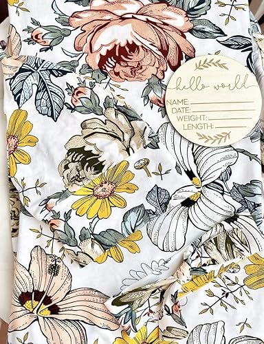 Miniatura 9 de Baybou Conjunto de bata y envoltura a juego para mamá y yo, manta de envoltura para bebé, 5 piezas, bata de hospital (floral vintage, SM)