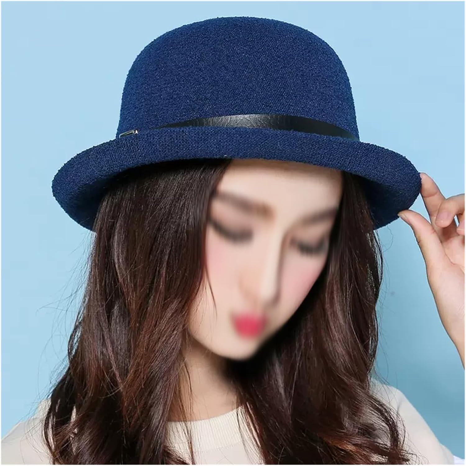 Spring Curly Edge Small Gift hat Female Fisherman hat Female Sunscreen Sunshade Breathable(A)
