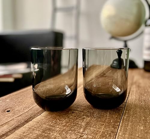 Miniatura 4 de KLIFA - WASCO- Juego de 6 vasos acrílicos de 13 onzas, sin BPA, vasos de plástico, aptos para lavavajillas, gris-negro