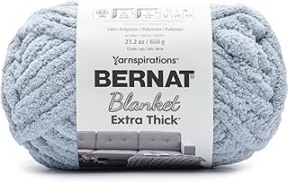 Bernat Blanket Extra Thick Fog Blue Yarn - 1 Pack of 21.12oz/598.74g - 100% Polyester - #7 Jumbo - 72 Yards - Chunky Yarn for Hand Knitting, Crocheting, Crafts & Amigurumi