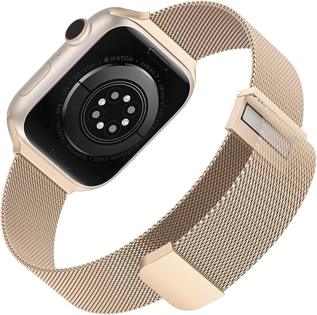 Tuocal Metal Strap Compatible with Apple Watch Strap 38mm 40mm 41mm, Metal Mesh Magnetic Stainless Steel Replacement Band Women Men Bracelet for iWatch Series 8 7 6 5 4 3 2 1 SE Sport Edition