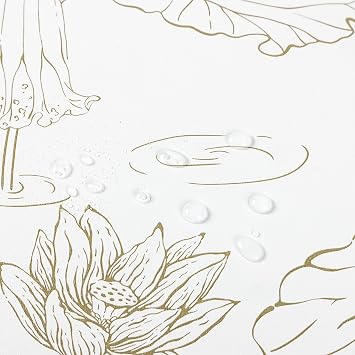 Safiyya Contact Paper Peel and Stick Wallpaper White and Biege Lotus Floral Peel and Stick Wall Paper Modern Self Adhesive Removable Wallpaper for Bedroom Covering Vinyl Rolls 17.3x78.7