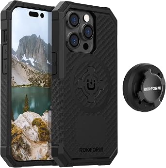 Rokform - iPhone 14 Pro Dual Magnet & MagSafe Compatible Rugged Case + Aluminum RokLock Phone Mount