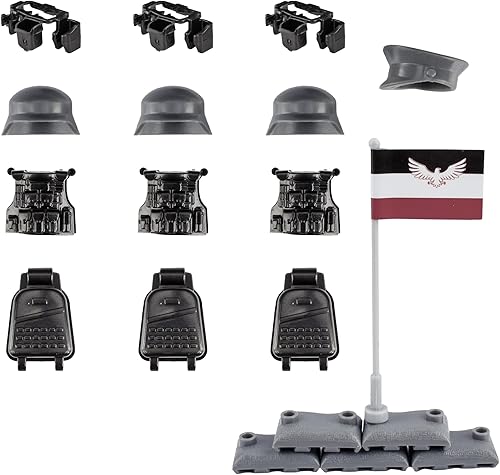 Miniatura 2 de Paquete de 63 piezas de bloques de batalla de ladrillos, accesorios de armas militares, juguetes de armas alemanas de la Segunda Guerra Mundial,