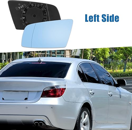 Miniatura 2 de Espejo de coche de repuesto de cristal azul calentado lado izquierdo del conductor con placa de respaldo para BMW 525i 2004-2007