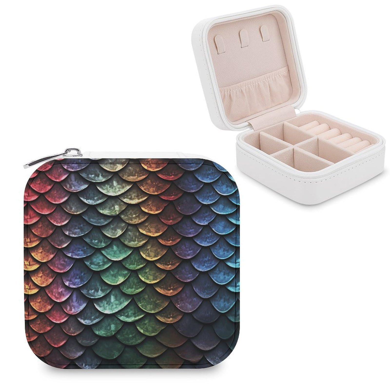 VstaDank Dragon Scale Jewelry Box for Women Custom Travel Jewelry Case Personalized Travel Jewelry Boxes Small Portable Jewelry Organizer Box for Rings Necklaces Bracelets Earring