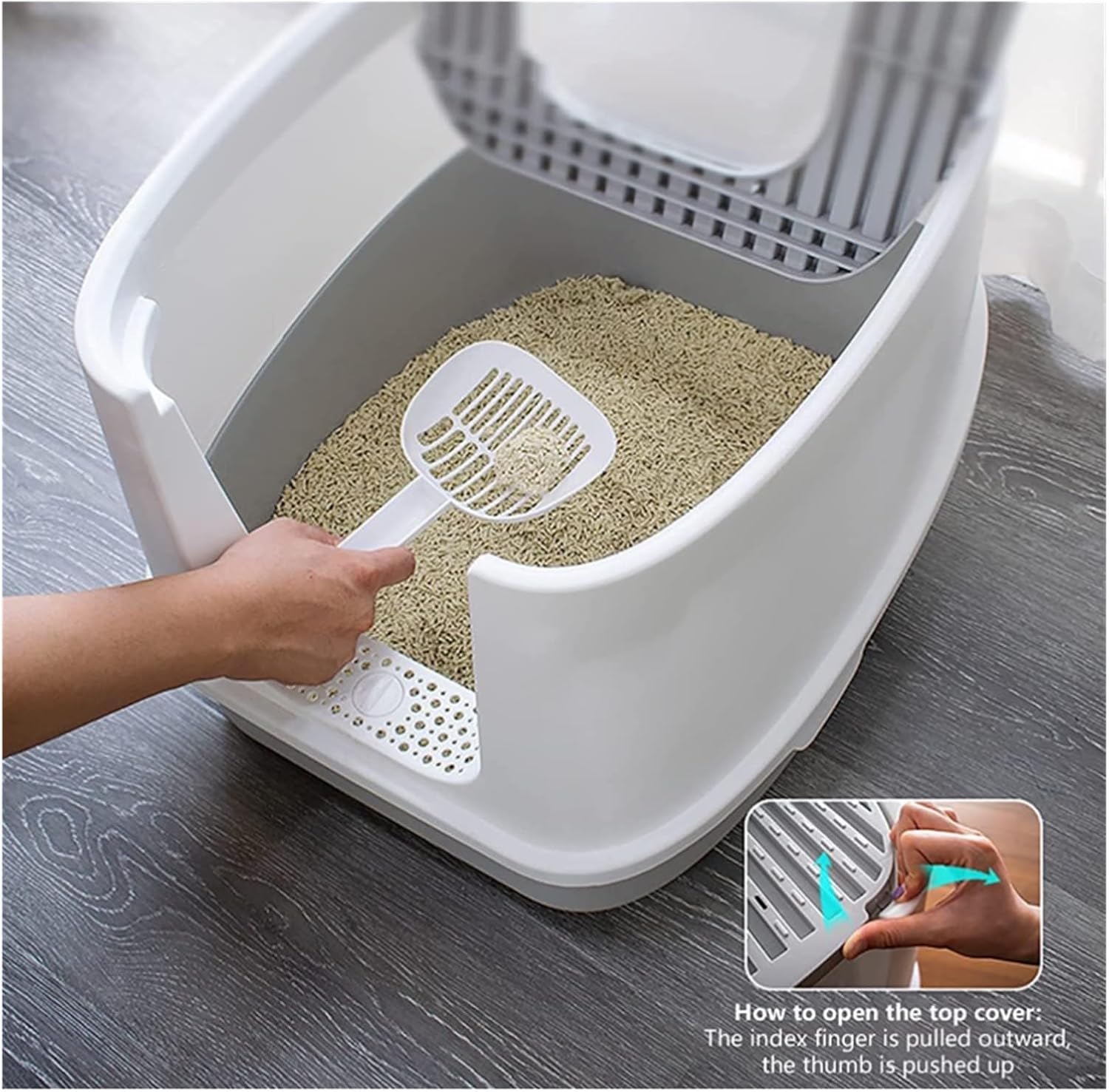 Litter Box Cat Tray with Lid Fully Enclosed High Capacity Litter Box Anti-Splashing, Easy Clean Pet Accessories cat Litter Tray image 4
