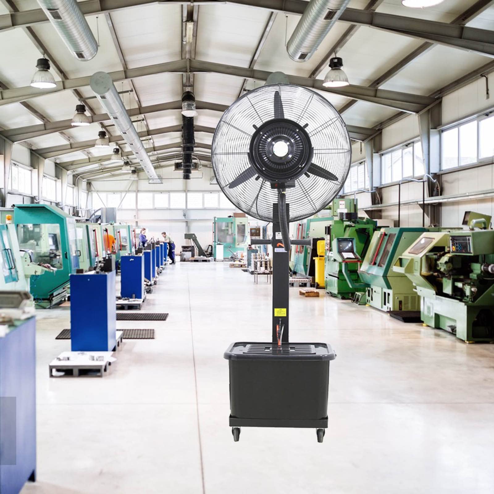 Ventilador de pie con función oscilante y nebulizadora para refrigeración comercial industrial al aire libre