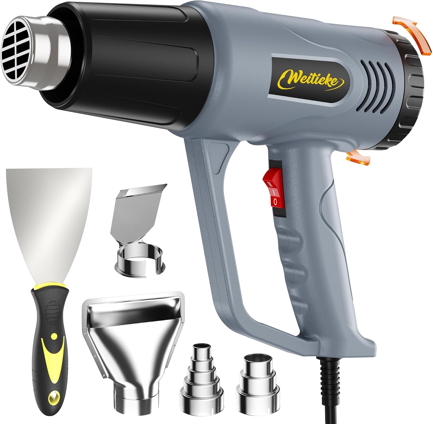 Heat Gun 212~1202℉ Dual-Lvel Temperature Control 4 Nozzles Overload Protection for Crafting, Shrink Tubing, Vinyl Wrap, Shrink Wrap,5Ft Power Cord (Shink Tube Kit(10Ft))