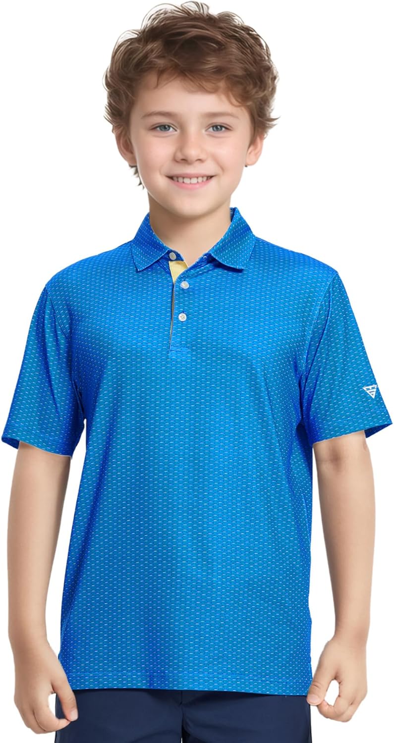 M MAELREG Boys Polo Shirt Short Sleeve Performance Dry Fit Stretch Funny Print Active Casual Collared Golf Shirts for Boy - Image 2