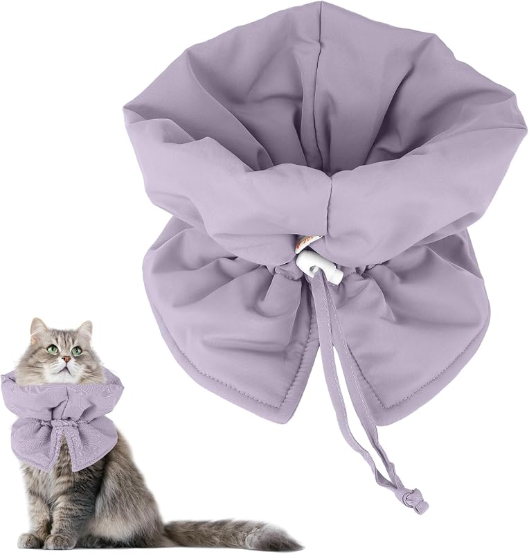 Colar elizabetano ajustável para gatos BOXOB, roxo, tamanho S