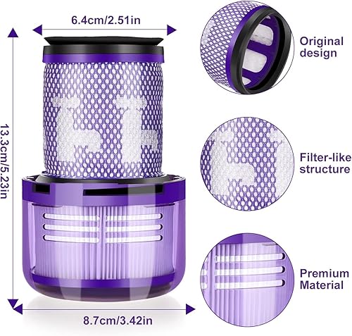 Miniatura 2 de Paquete de 2 filtros de repuesto para aspiradoras Dyson V12 Detect Slim, V12 Slim, comparado con la parte 971517-01