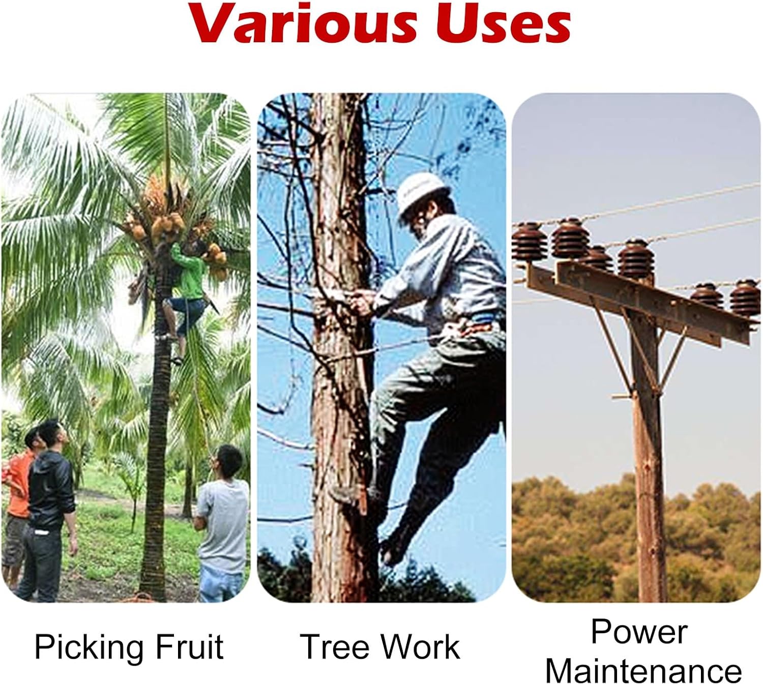 Coconut Palm Tree Climbing Artifact, Adjustable Climbing Spikes for Cutting Trees/Picking Fruit/Jungle Survival, Wooden Pole Climbers with Foot Peg