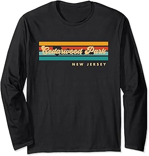 Vintage Sunset Stripes Cedarwood Park, New Jersey Long Sleeve T-Shirt