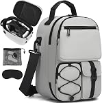 Carrying Case Compatible with Meta Quest 3S/Quest 3/Oculus Quest 2/Vision Pro/Elite Strap Headset and Controller Accessories, Travel Storage Bag for Gaming, Home Storage, Gray | Large Portable Protection Backpack Compatible with Meta Quest 3/Quest 3S