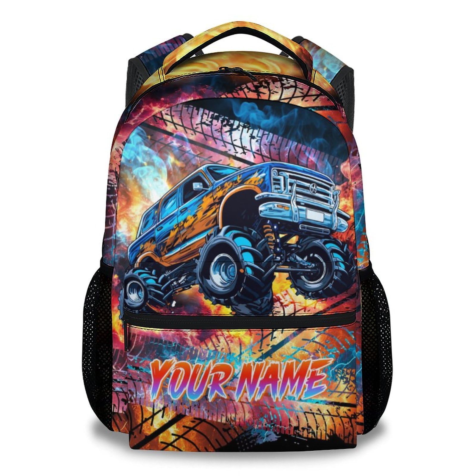 PUREGIFTS Personalized Boys Backpack for Kindergarten - 17 Inch Truck Toddler Backpacks for Kids - School Bookbag for Elementary