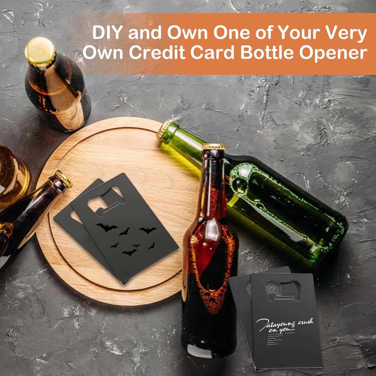 CYEAH 60 Pieces Credit Card Bottle Opener, Metal Poker Groomsmen Wallet Size Bottle Openers, Beer Wine Stainless Steel Bottles Opener for Wallet Pocket Party Wedding Favor