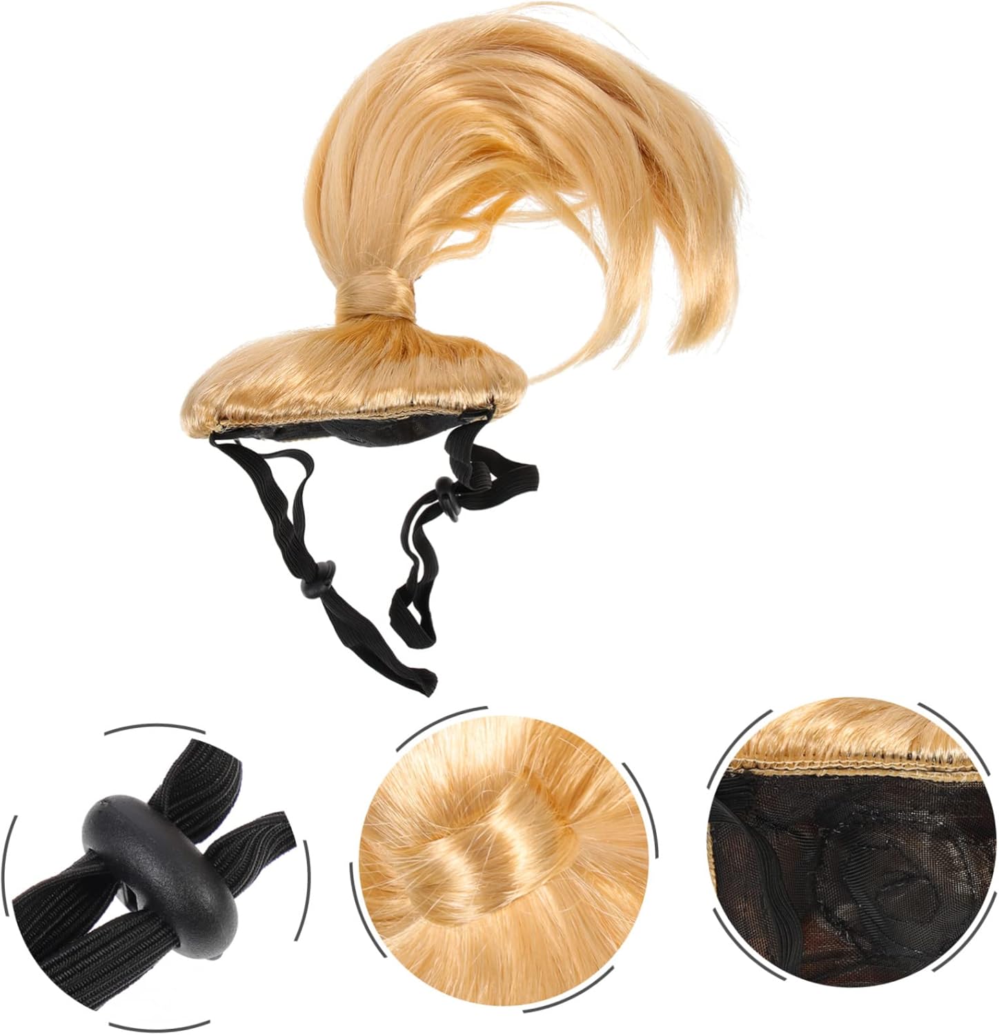 POPETPOP 4pcs Pet Curls Wig Hat for Dogs and Cats Adorable Headpiece Elastic Strap for Comfortable Wear for Parties Dress-up and Pet Cosplay Fun Accessory