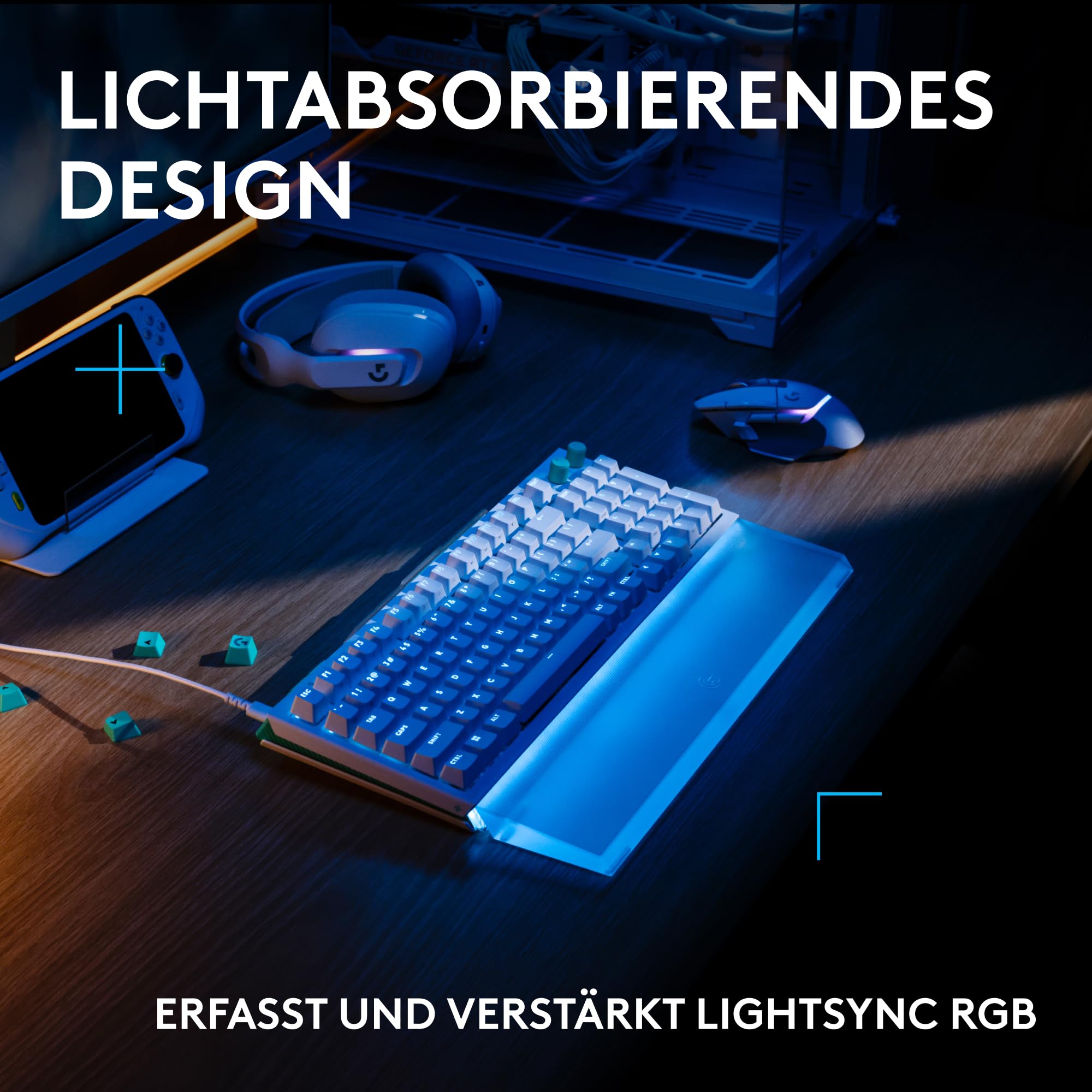 Logitech G G512 X PALM REST 98, LIGHTSYNC RGB Acryl-Handballenauflage | Lichtleistenverstärkung, lasergraviert, Premium-Support für die Gaming-Tastatur G512 X 98 - Transparent