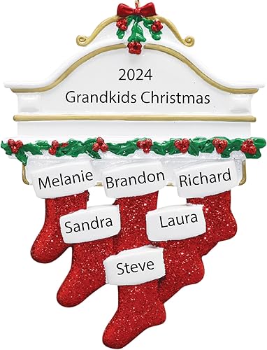 Adornos de Navidad familiares personalizados 2023, adorno de familia grande de 6, adorno de familia de seis nietos, adorno para nietos para abuela,