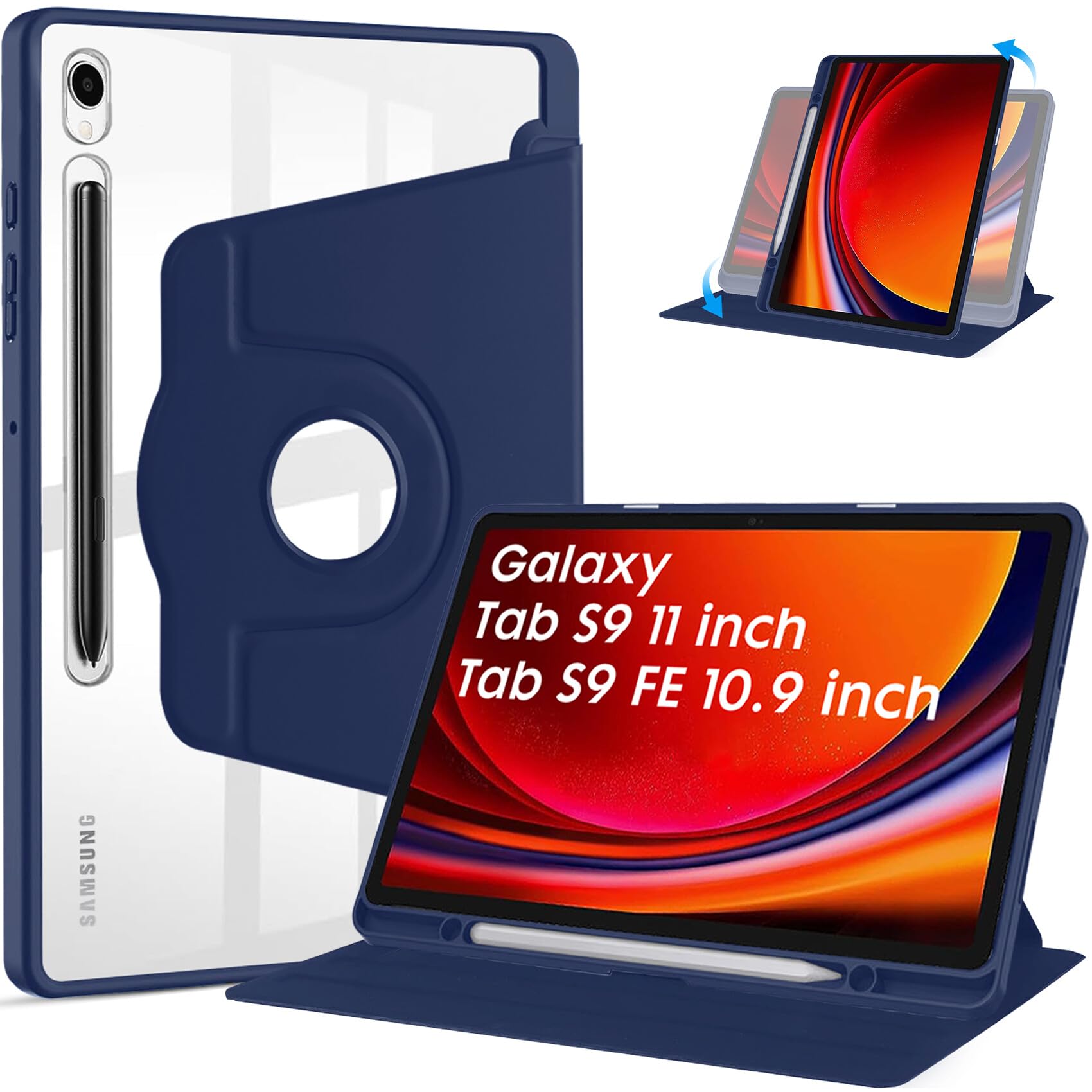 Robustrion Cover for Samsung Tab S9 11 inch/Samsung Tab S9 FE Cover Case 10.9 inch,Hybrid 360 Rotation Case Cover with [S Pen Holder] for Samsung Tab S9 / Tab S9 FE Tablet [Auto Sleep Wake] - Navy (B0D42F1W4B) Amazon Price History, Amazon Price Tracker