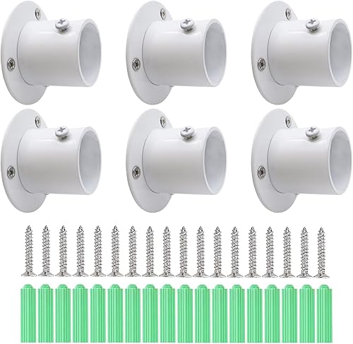 Miniatura 8 de Shonmogar Soporte para barra de armario, paquete de 6 soportes para barra de armario con tornillos, soporte de acero inoxidable para barra de
