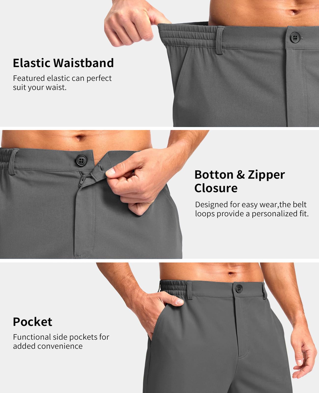 Rayson Pantaloncini Uomo Estivi Bermuda da Lavoro con 2 Tasche e Elastico in Vita Pantaloni Corti con Cerniera Leggeri e Traspiranti per Fitness e Casual
