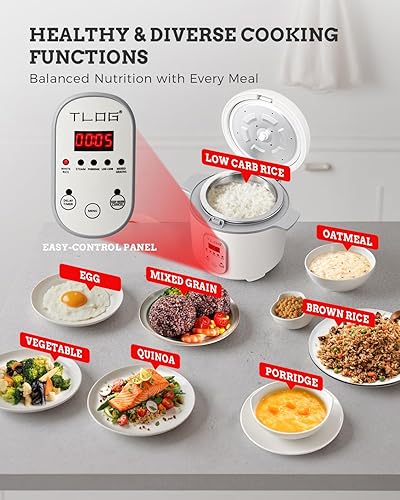 Vista 17 de TLOG Mini olla arrocera de 2.5 tazas sin cocinar, máquina de arroz portátil con revestimiento de cerámica saludable, olla de arroz de viaje de 1.2L
