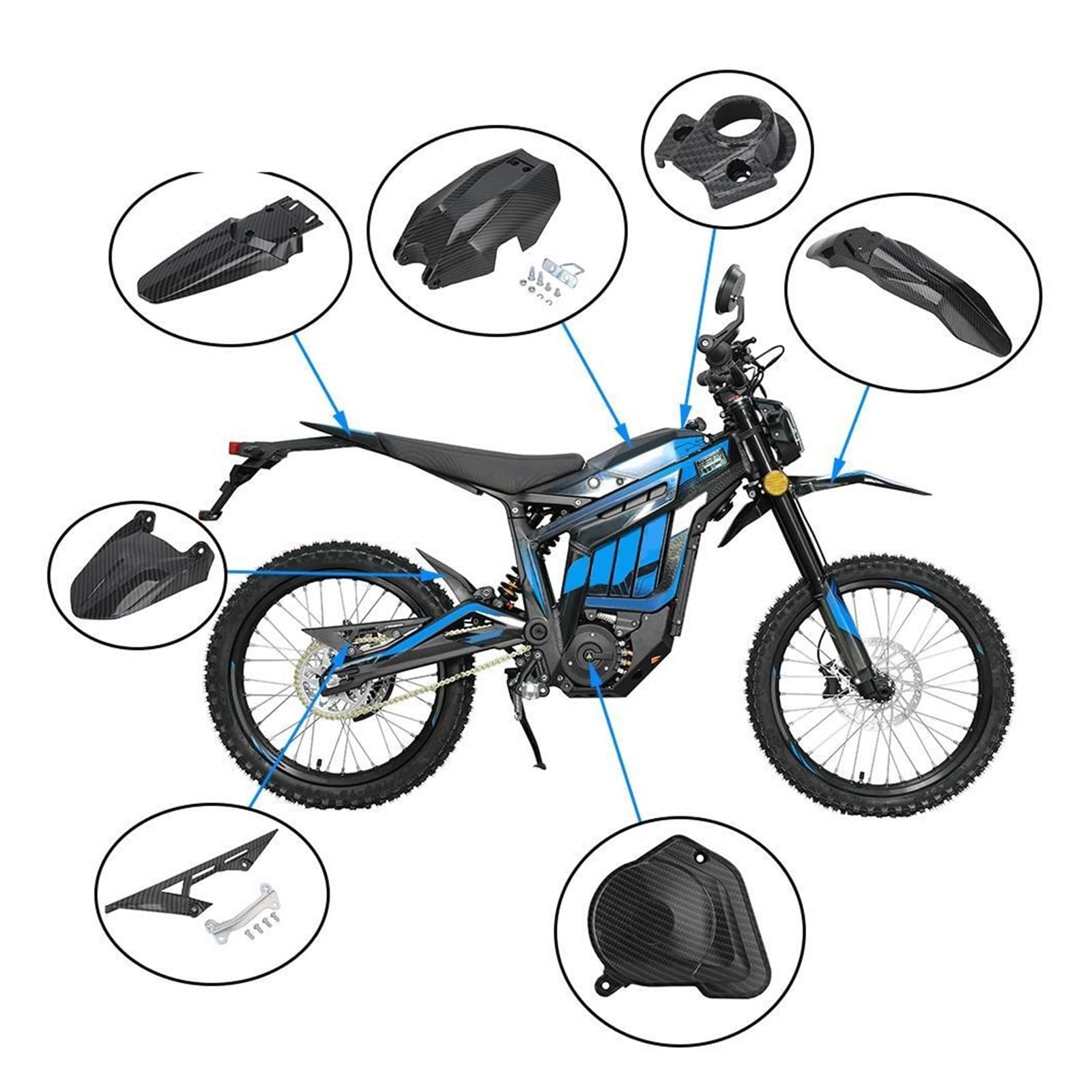 osłony akumulatora pokrywa ochronna do komory bate Pasuje Do TALARIA STING MX3 MX4 Motocykl Z Włókna Węglowego Przednie Tylne Błotniki Błotnik Pokrywa Baterii