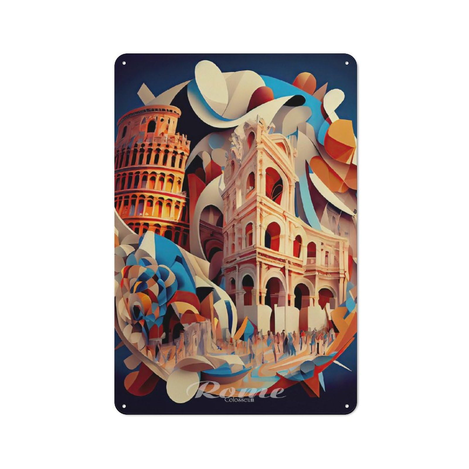 Junmoney Rome Colosseum 3 Tin Sign 30X20cm With For Hallway Wall, Vintage Decor, For Home Interiors, Feature Walls And Decorative Displays