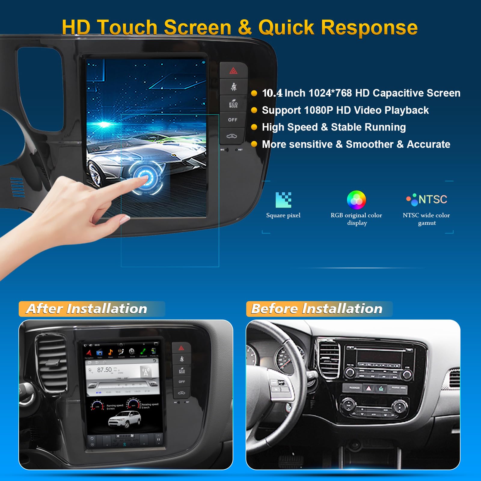 Radio samochodowe Android dla Mitsubishi Outlander 2014-2019 Stereo 10,4"