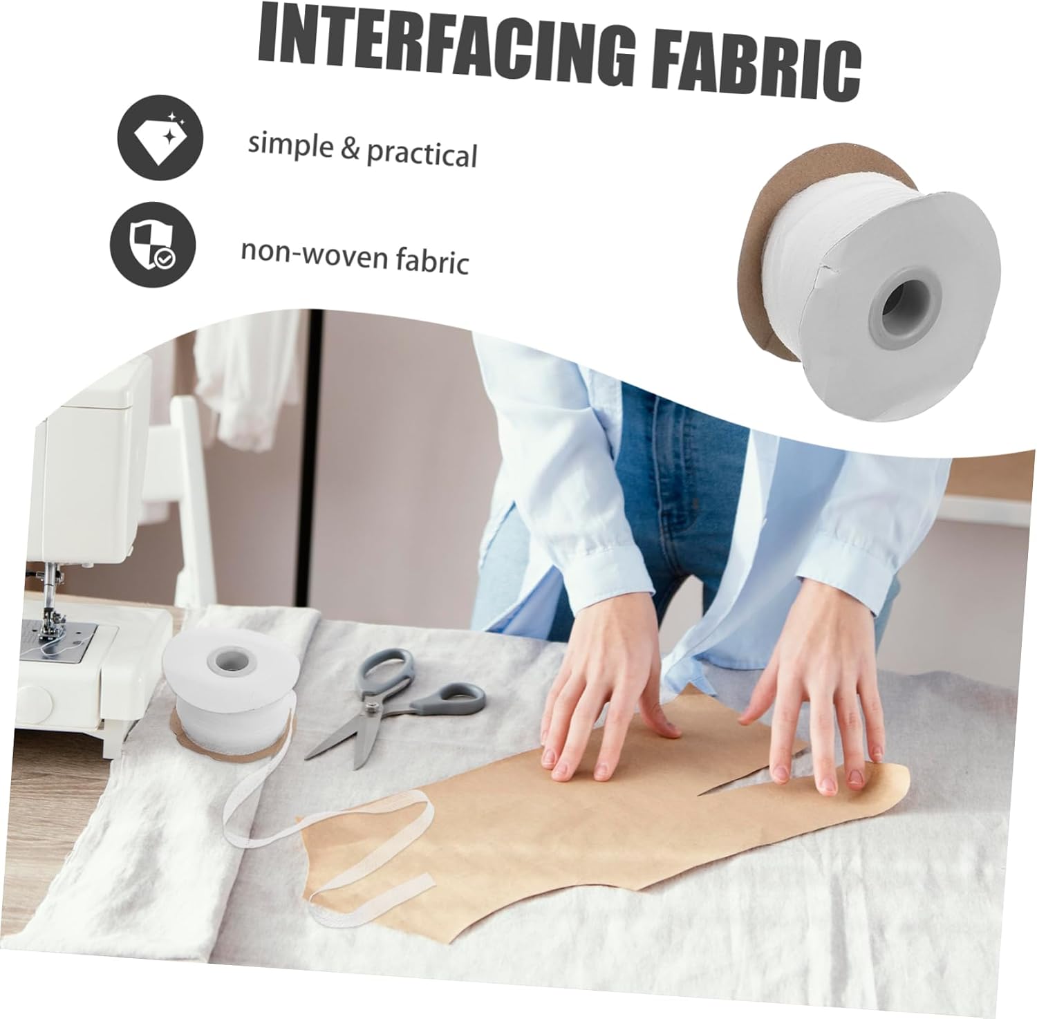 DIYEAH 1 Roll Fusible Lining Fabric Interfacing Fabrics for Sewing Stretch Lining Strip