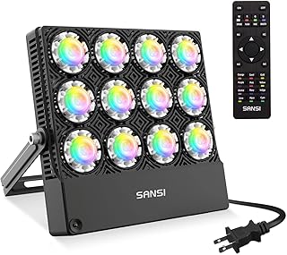 SANSI Led Flood Light 500W Equivalent,RGBW Outdoor Color Changing Christmas Led Stage Landscape Lights,Remote Control Floodlights 70W,16 Colors 4 Modes,Dimmable for Party Wall Wash Garden