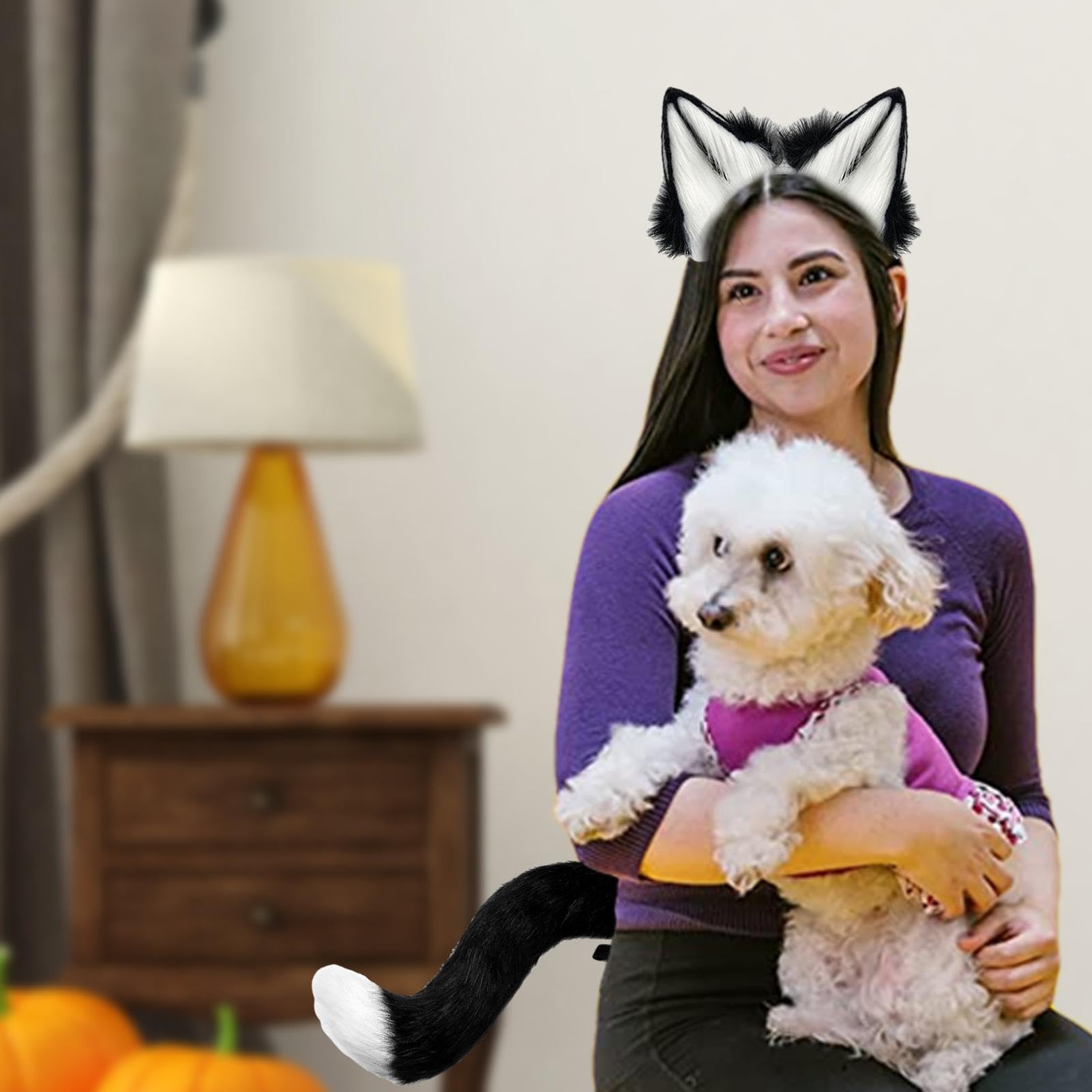 Wolf Stirnband und Schwanz Halloween Frauen Wolf Cosplay Requisiten | Rollenspiel Tier Schwanz Ohren Stirnband für Mottopartys, Maskenbälle, Bühnenaufführungen, Festivals und Events
