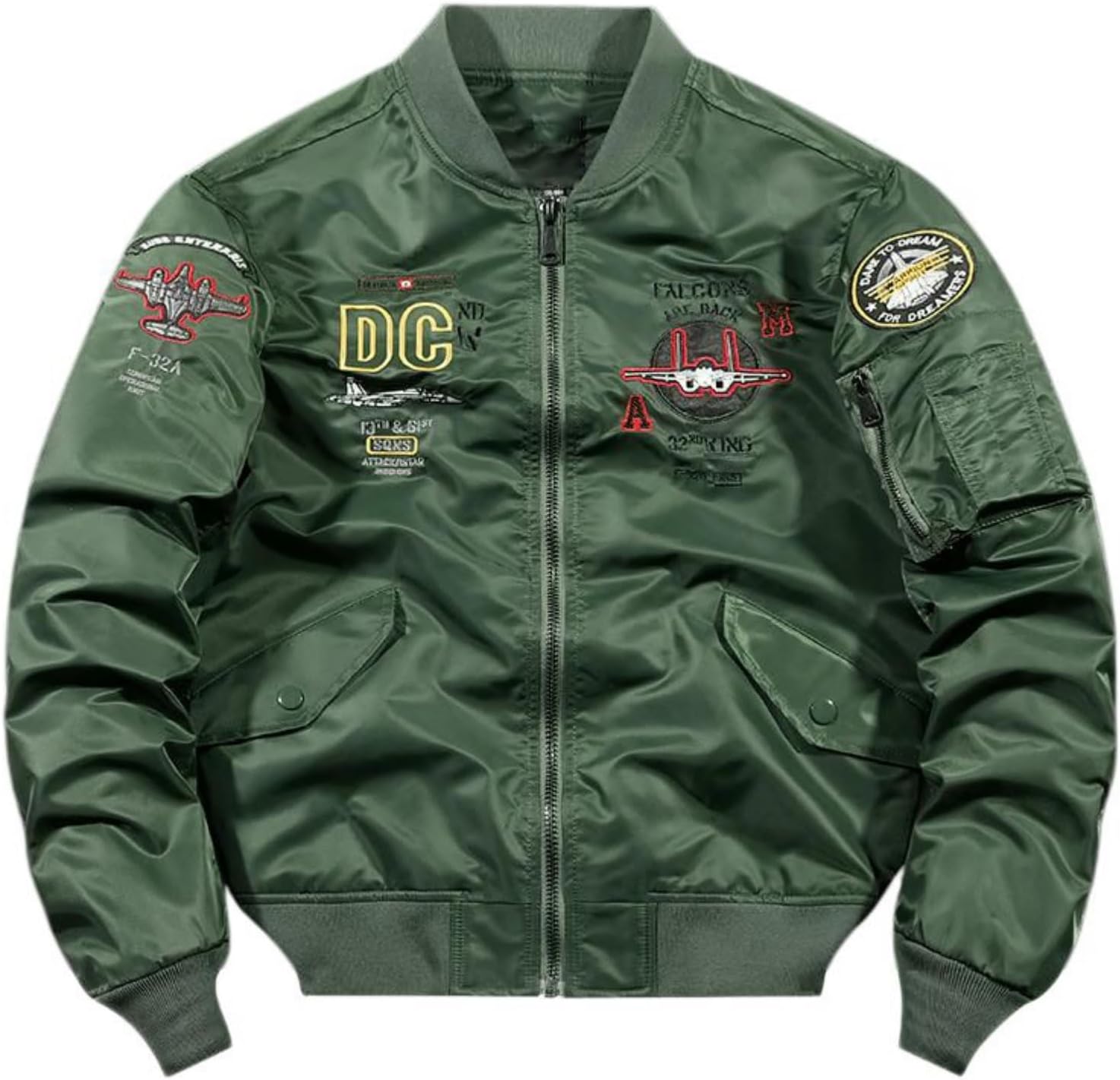 Men’s Spring Autumn Outdoor Casual Versatile Embroidered Bomber Baseball Workwear Jacket Outerwear