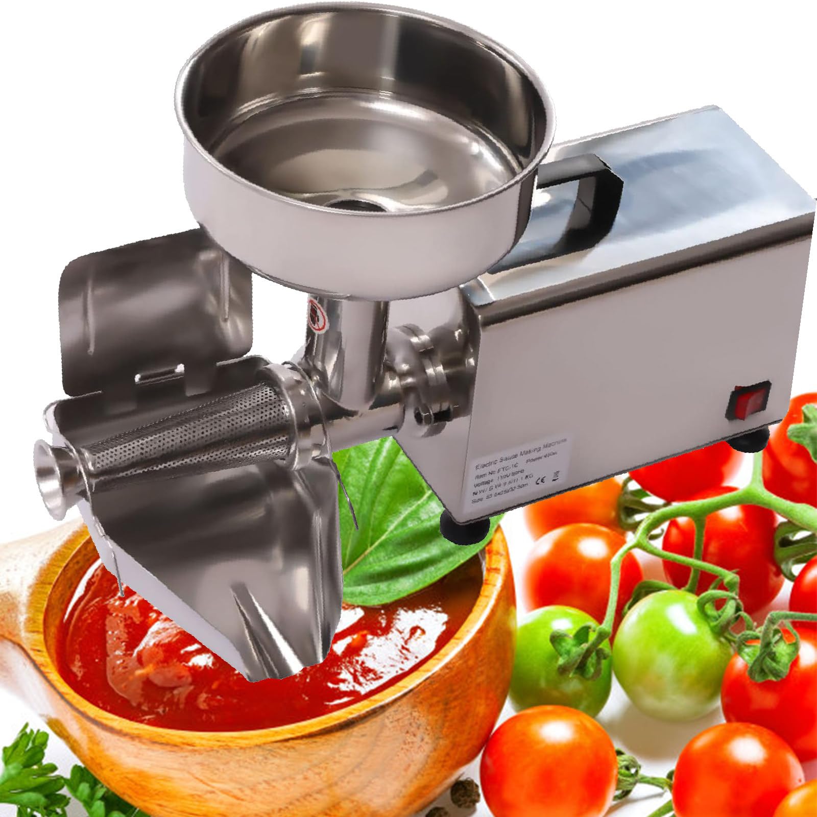 MYUYEE 370W Commercial Food Milling Press Machine, Jams & Sauces Squeezer Maker, Stainless Steel Electric Tomato Strainer,220 (220)