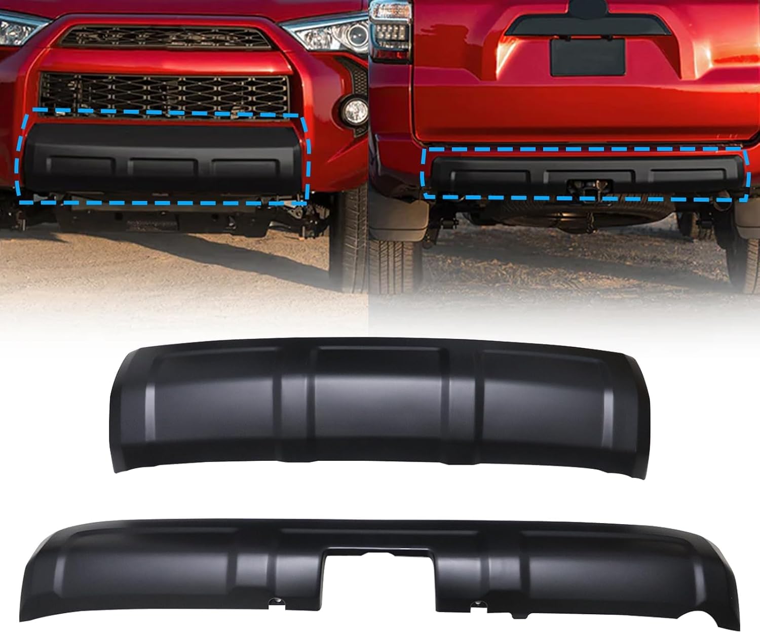SecosAutoparts 2pcs Front & Rear Bumper Valance Panel Molding, Matte Black, Fit for Toyota 4Runner 2016-2024, NOT Fit for Limited and TRD Sport Model