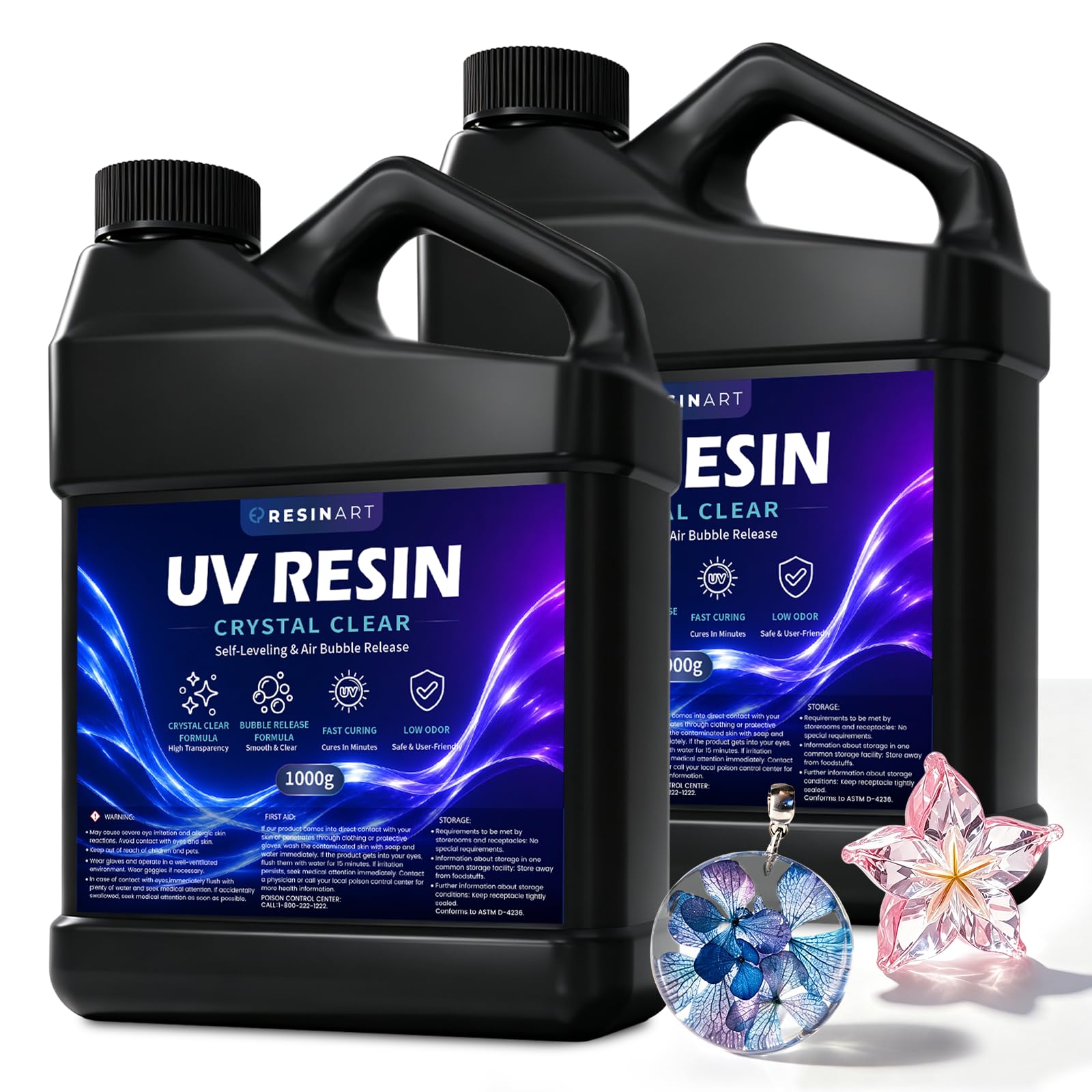 EPRESINART UV Resin 2000gClear Fast Cure Crystal Resin for Jewelry Making 2 kg