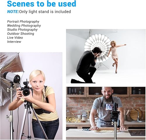 Miniatura 8 de EACHSHOT Soporte de luz resistente de 9.2 ft con bolsa de transporte, acero inoxidable con soporte de luz adaptador de 1/4 a 3/8 pulgadas para Godox