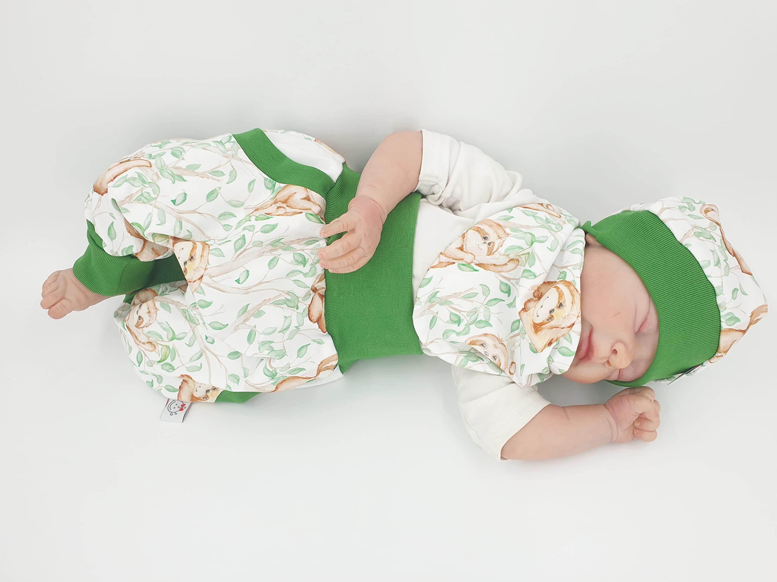 Atelier MiaMia - Pumphose als Set Baby Kind 92 Designer Babyhose Limitiert !! Mitwachshose Faultiere