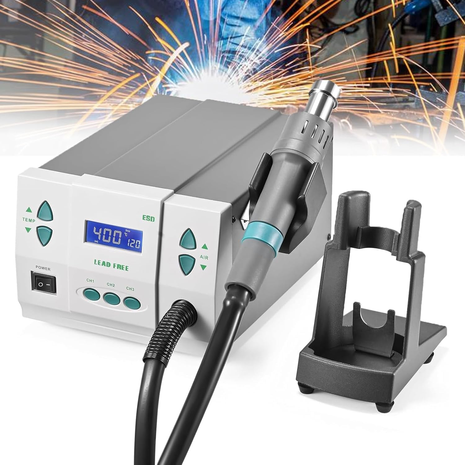 KJZQXYX 1000W Hot Air Rework Station, Digital Display Soldering Tool Set, for Electronic Repair and Desoldering,Mobile Phone Repair