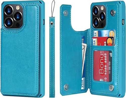 Cavor Funda para iPhone 12 con tarjetero, funda tipo cartera con tarjetero y tarjetero para iPhone 12 Pro, funda de piel sintética con ranuras para