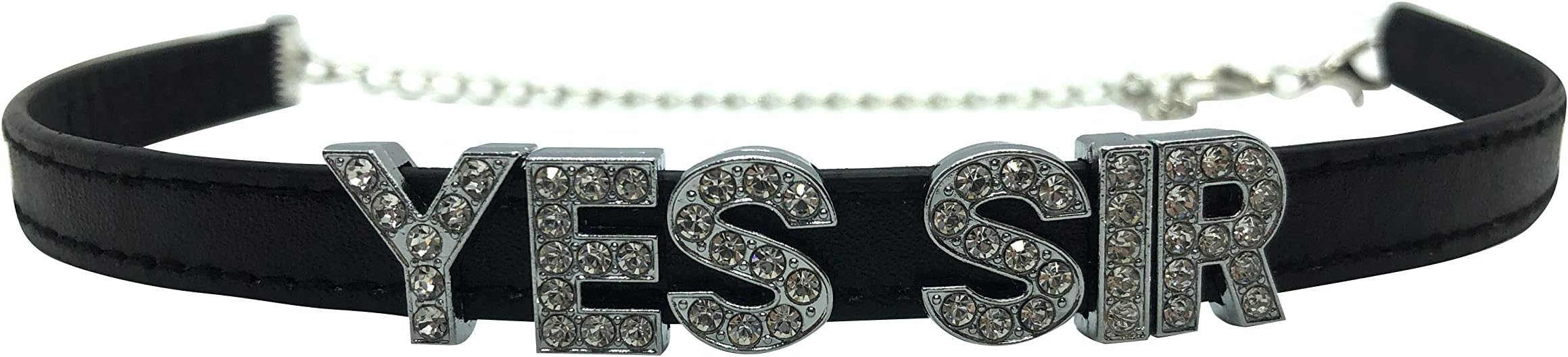 Choker CustomFaux Leather Yes Sir Collar for Women - Cute Sexy Submissive Adjustable Leather Collar Accessory