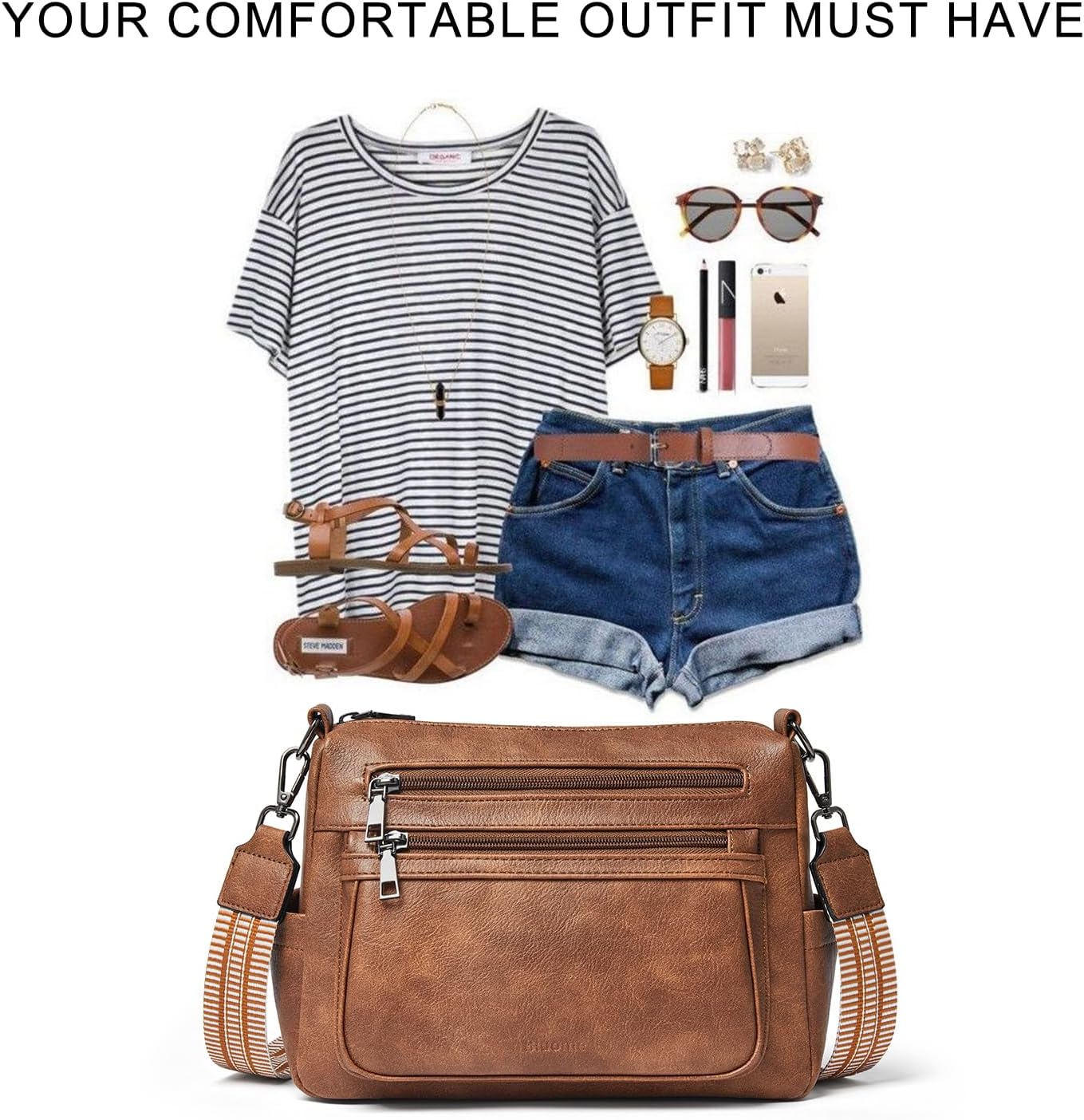 Bluome Crossbody Purses for Women, Medium Large Faux Leather Crossbody Bags Lightweight Sling Bag Shoulder Handbags - Image 9