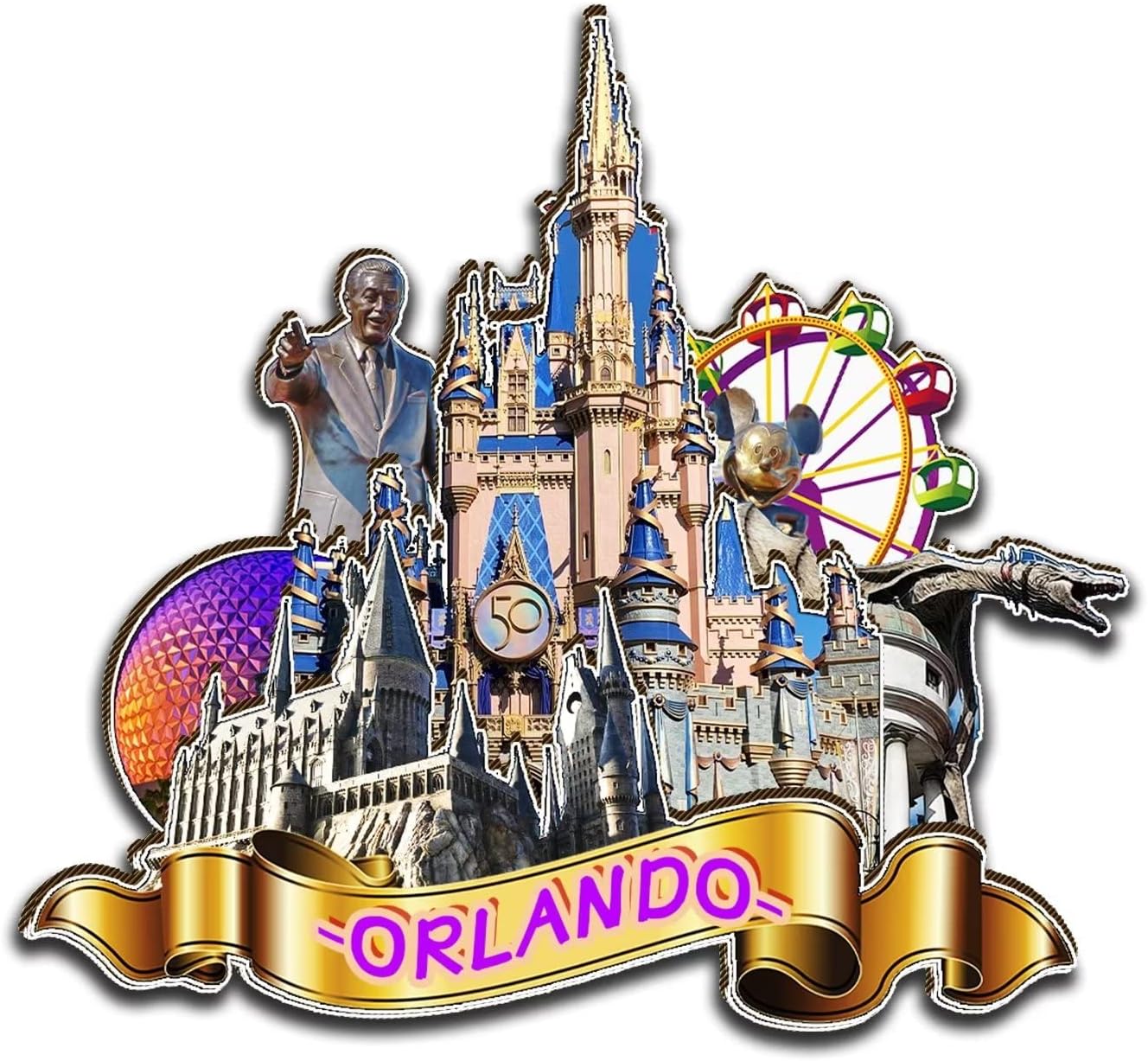 Orlando Florida USA Magnet Fridge Magnet Wooden 3D Landmarks Travel Collectible Souvenirs Decoration Handmade