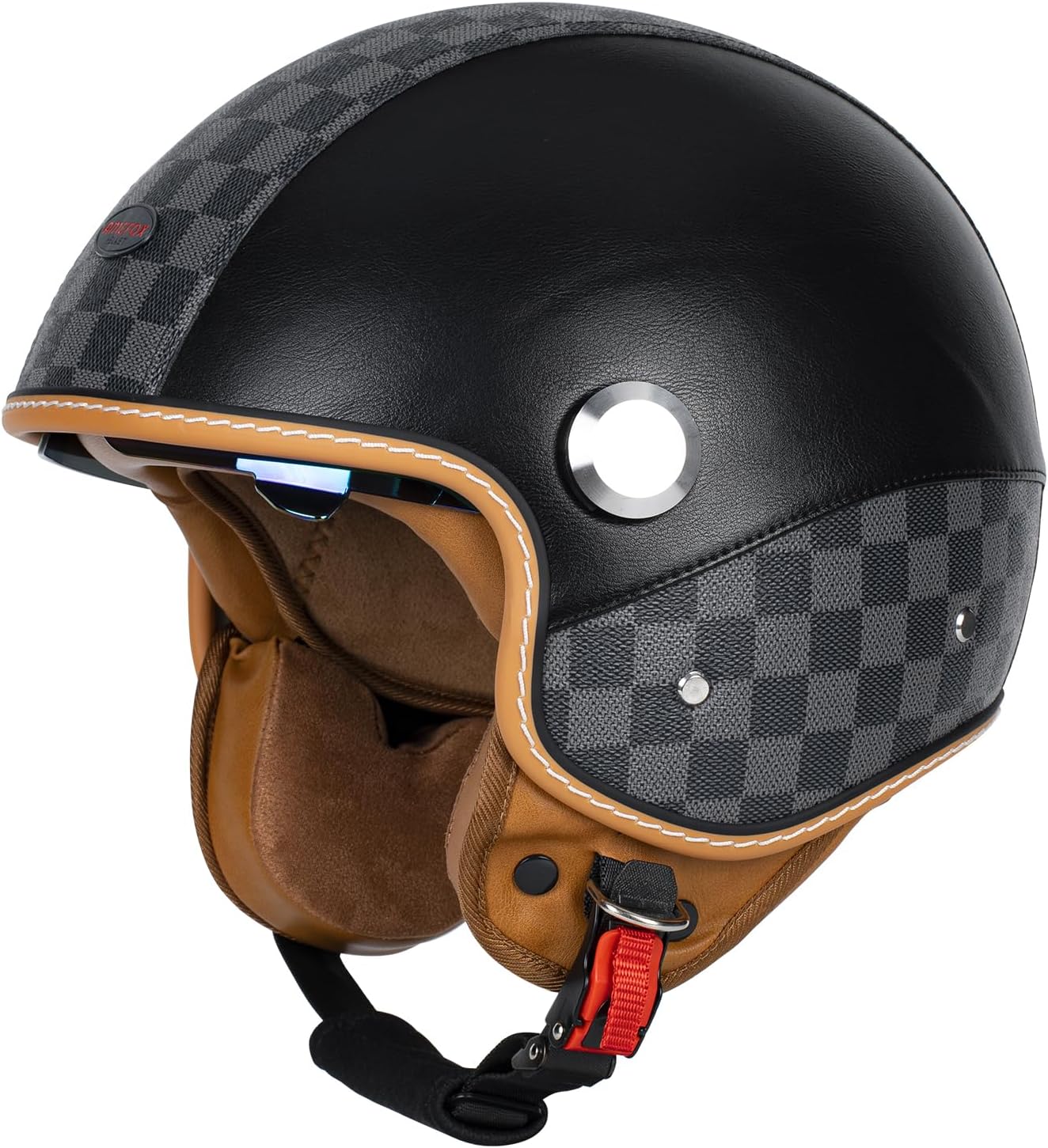 Dual Visor 3/4 Open Face Motorcycle Helmet for Men & Women, DOT Approved Unisex Retro Half Helmet，Motorbike Casco for Moped Cruiser Bobber and Chopper